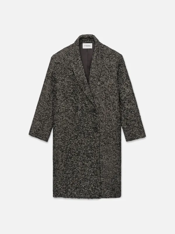 Tweed Double Breasted Overcoat -- Grey made by Frame Denim