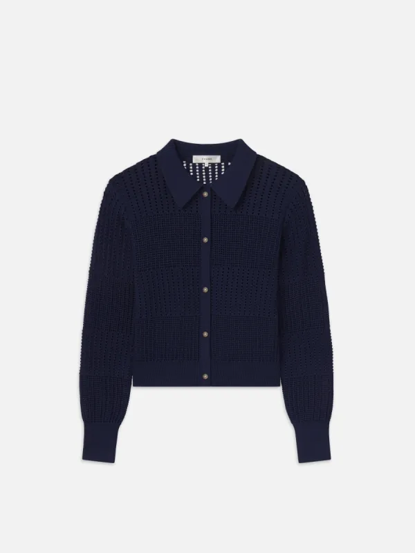 Shrunken Crochet Cardi -- Navy sold by Frame Denim