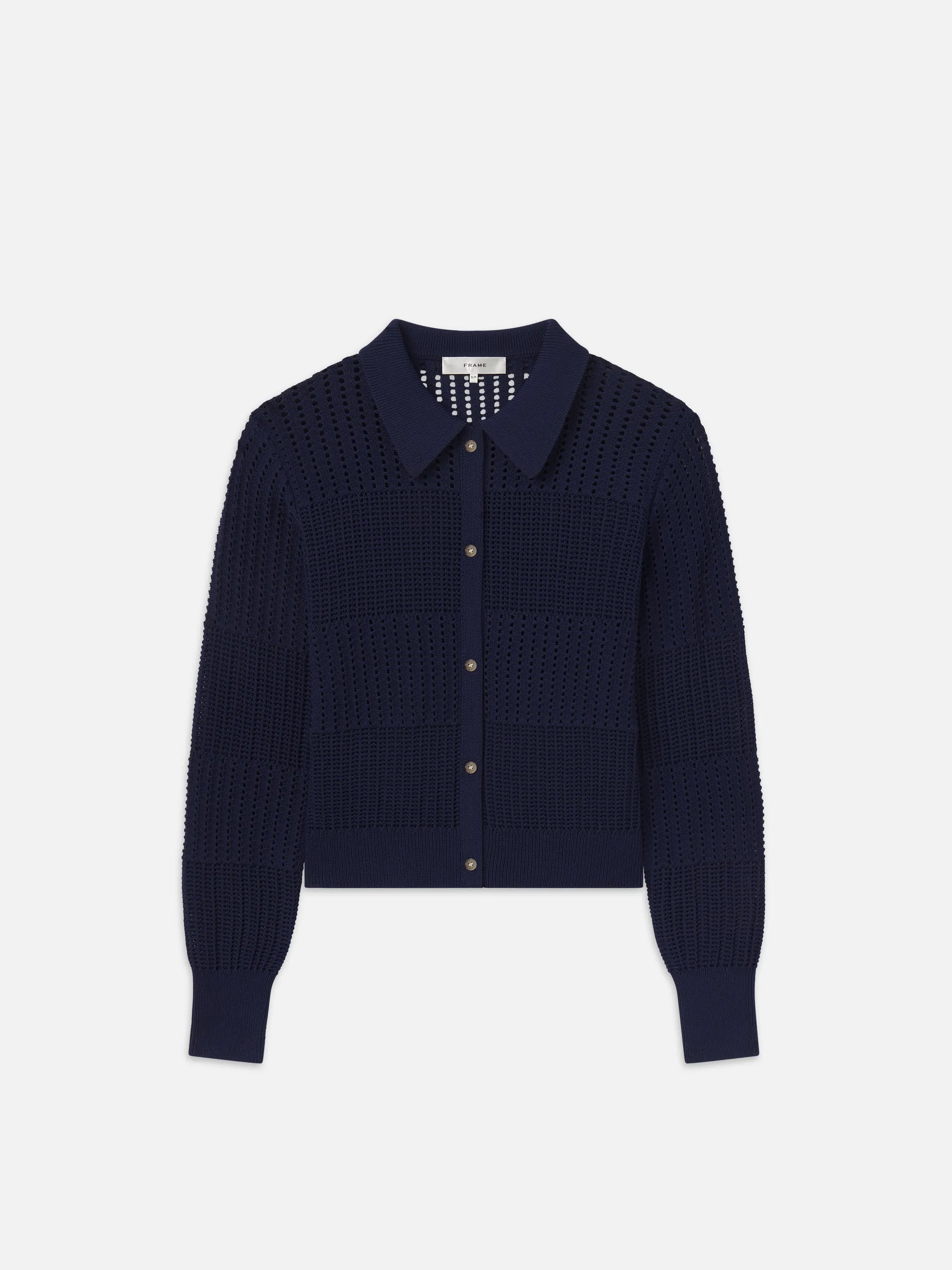 Shrunken Crochet Cardi -- Navy sold by Frame Denim
