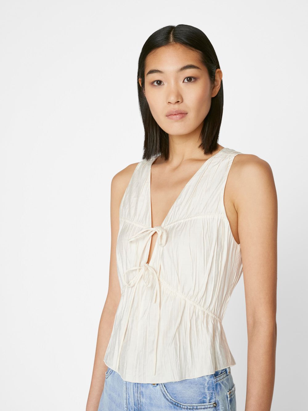 Cinched Crinkle Tank -- Off White sold by Frame Denim product image thumbnail 4