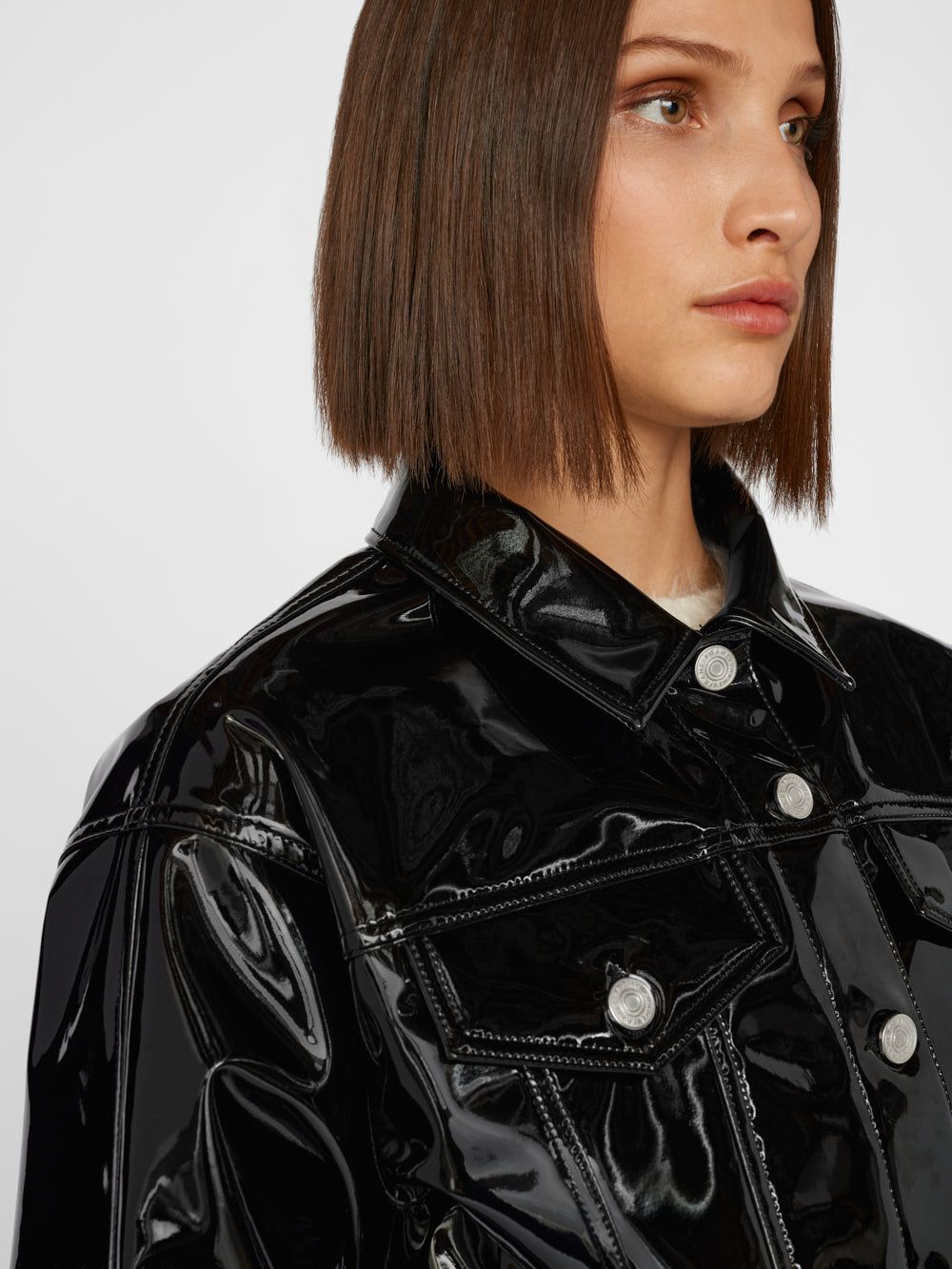 Cropped Oversized Jacket -- Black Liquid sold by Frame Denim product image thumbnail 5