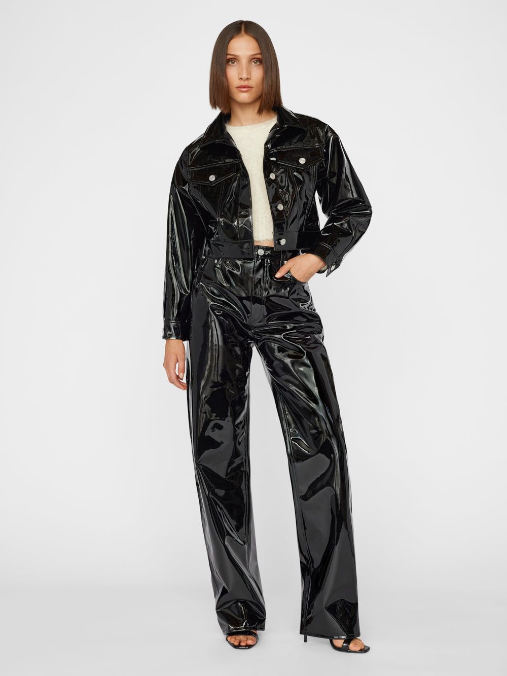 Cropped Oversized Jacket -- Black Liquid sold by Frame Denim product image thumbnail 2