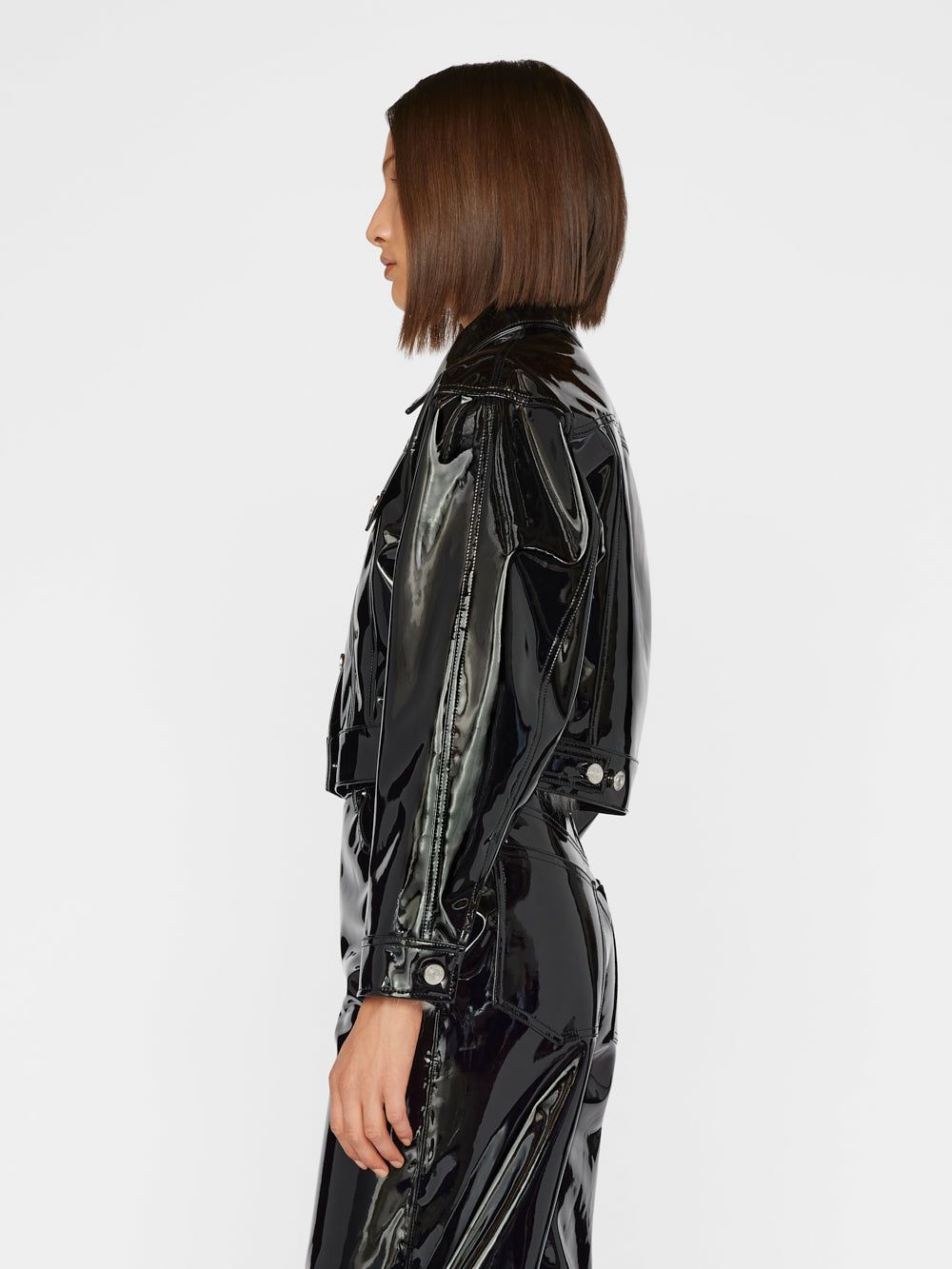 Cropped Oversized Jacket -- Black Liquid sold by Frame Denim product image thumbnail 6