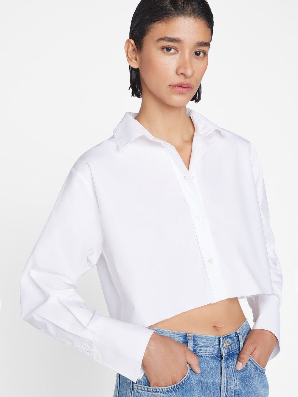 The Cropped Oversized Shirt -- Blanc sold by Frame Denim product image thumbnail 5