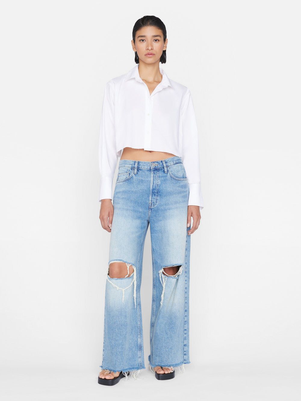 The Cropped Oversized Shirt -- Blanc sold by Frame Denim product image thumbnail 3