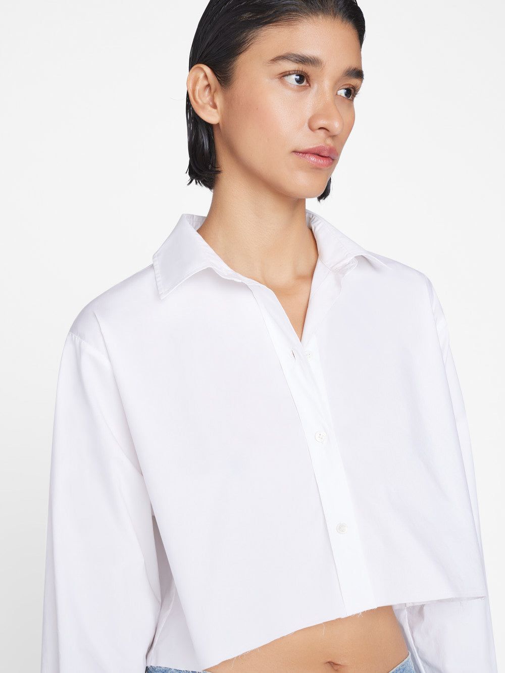 The Cropped Oversized Shirt -- Blanc sold by Frame Denim product image thumbnail 4
