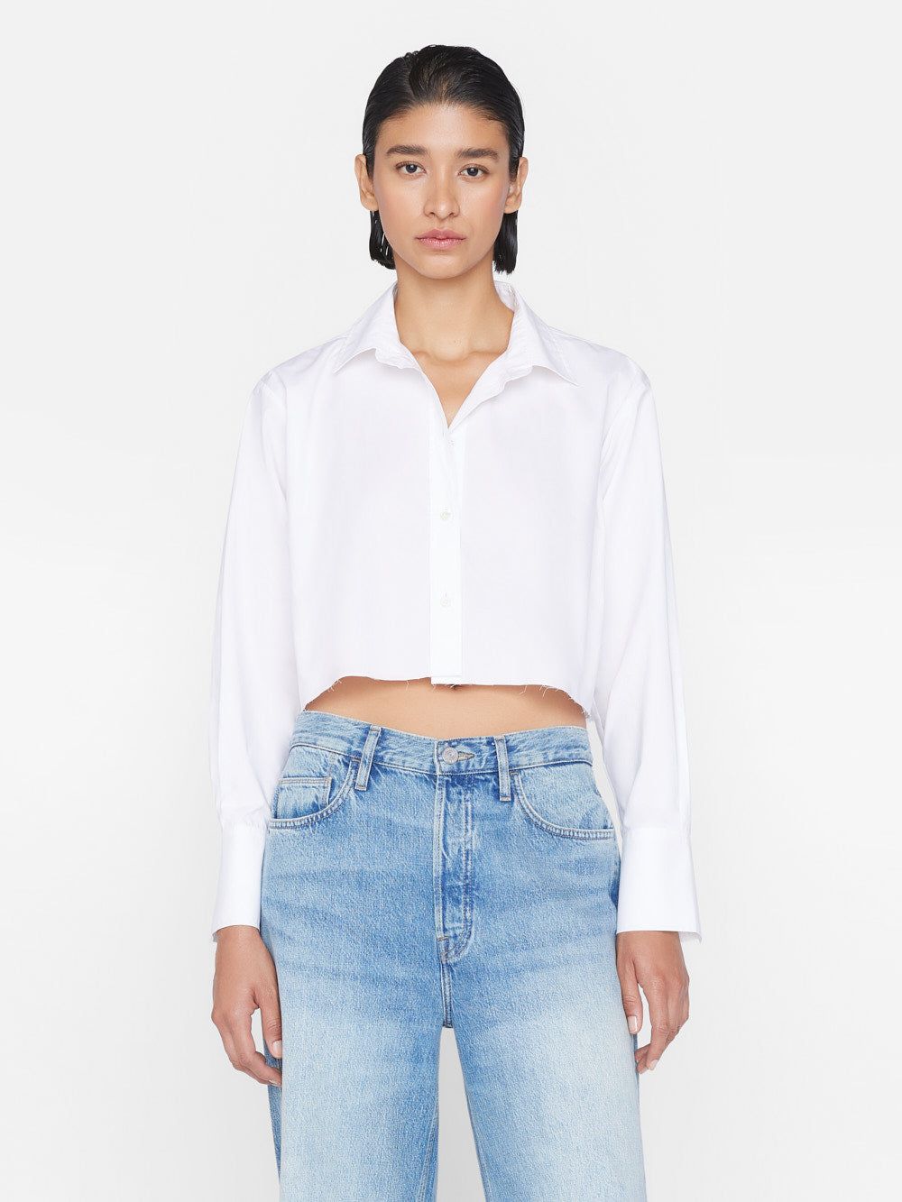 The Cropped Oversized Shirt -- Blanc sold by Frame Denim product image thumbnail 2