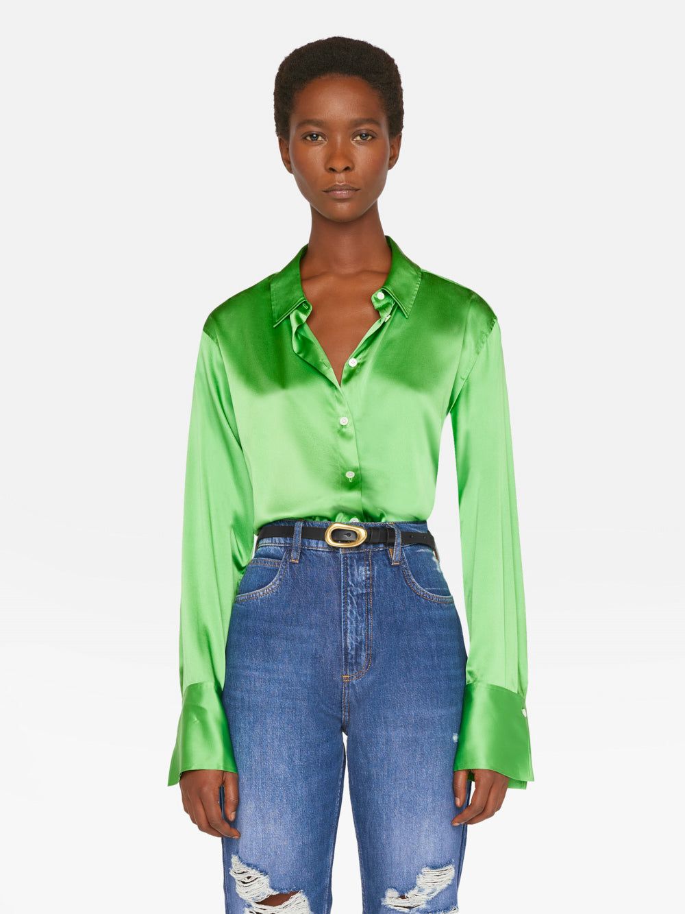 The Standard Shirt -- Bright Peridot sold by Frame Denim