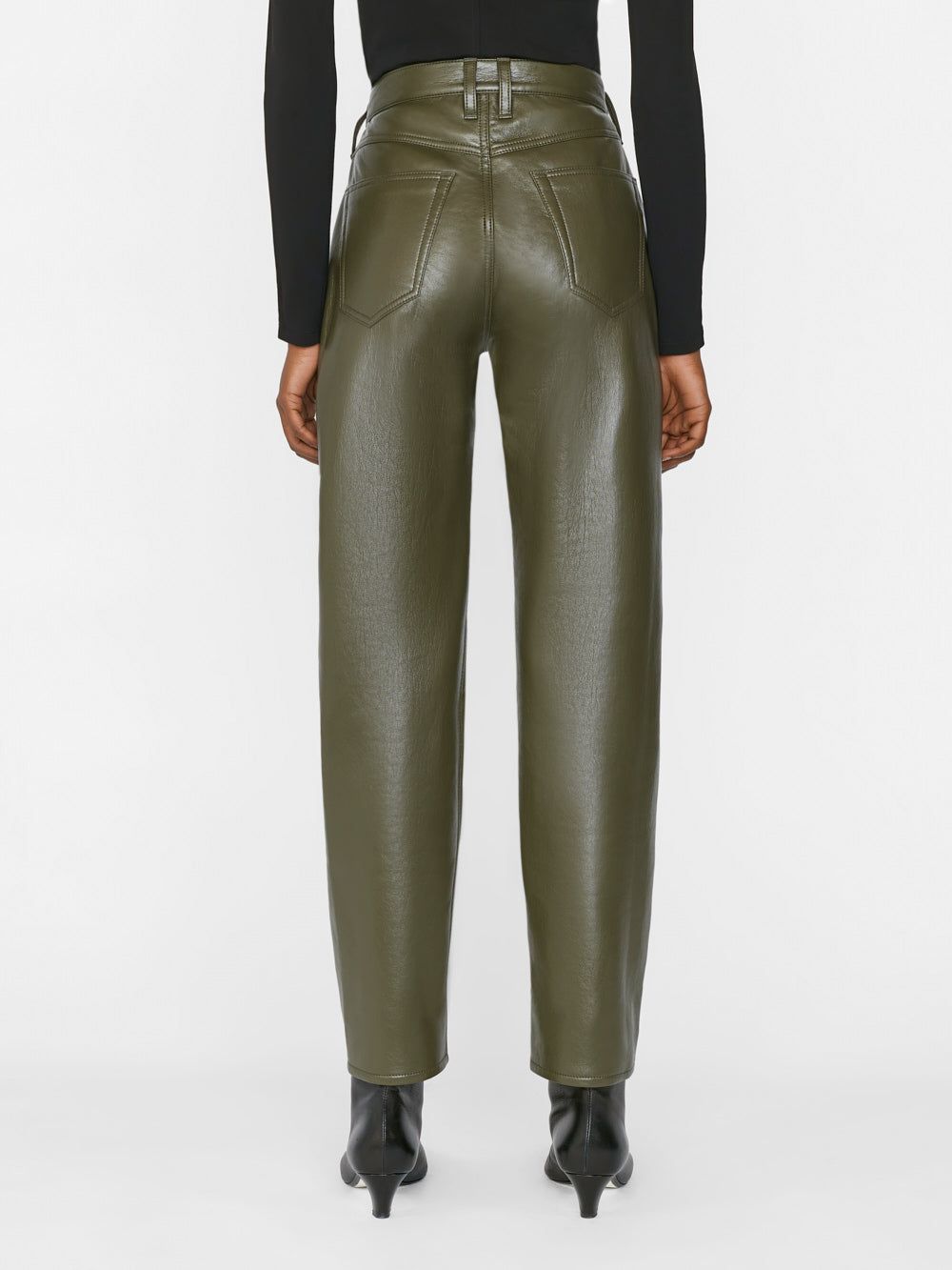 Recycled Leather Le High 'N' Tight Straight -- Fatigue sold by Frame Denim product image thumbnail 6