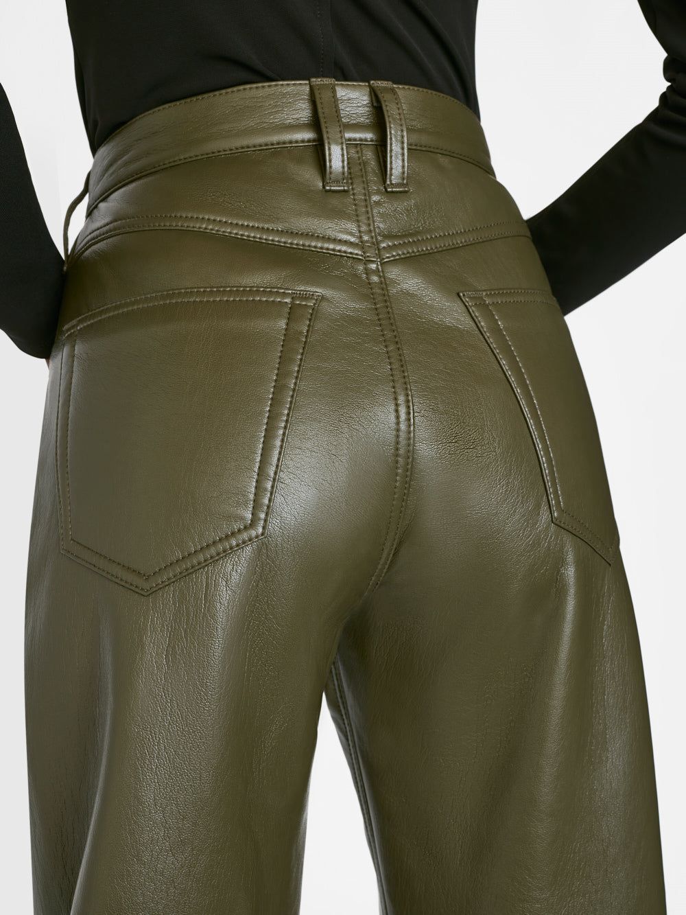 Recycled Leather Le High 'N' Tight Straight -- Fatigue sold by Frame Denim product image thumbnail 4