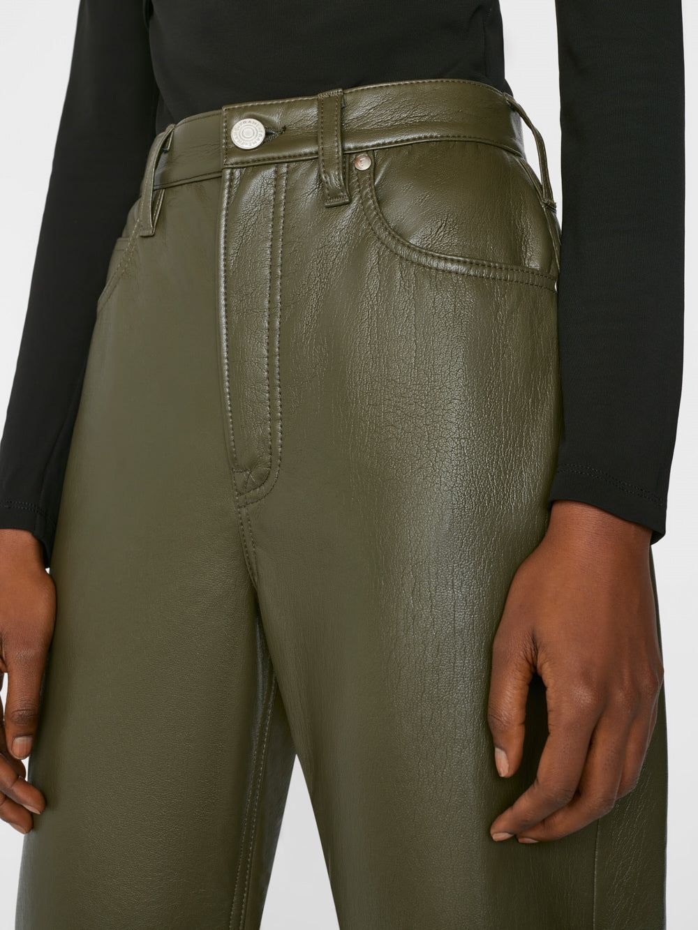 Recycled Leather Le High 'N' Tight Straight -- Fatigue sold by Frame Denim product image thumbnail 3