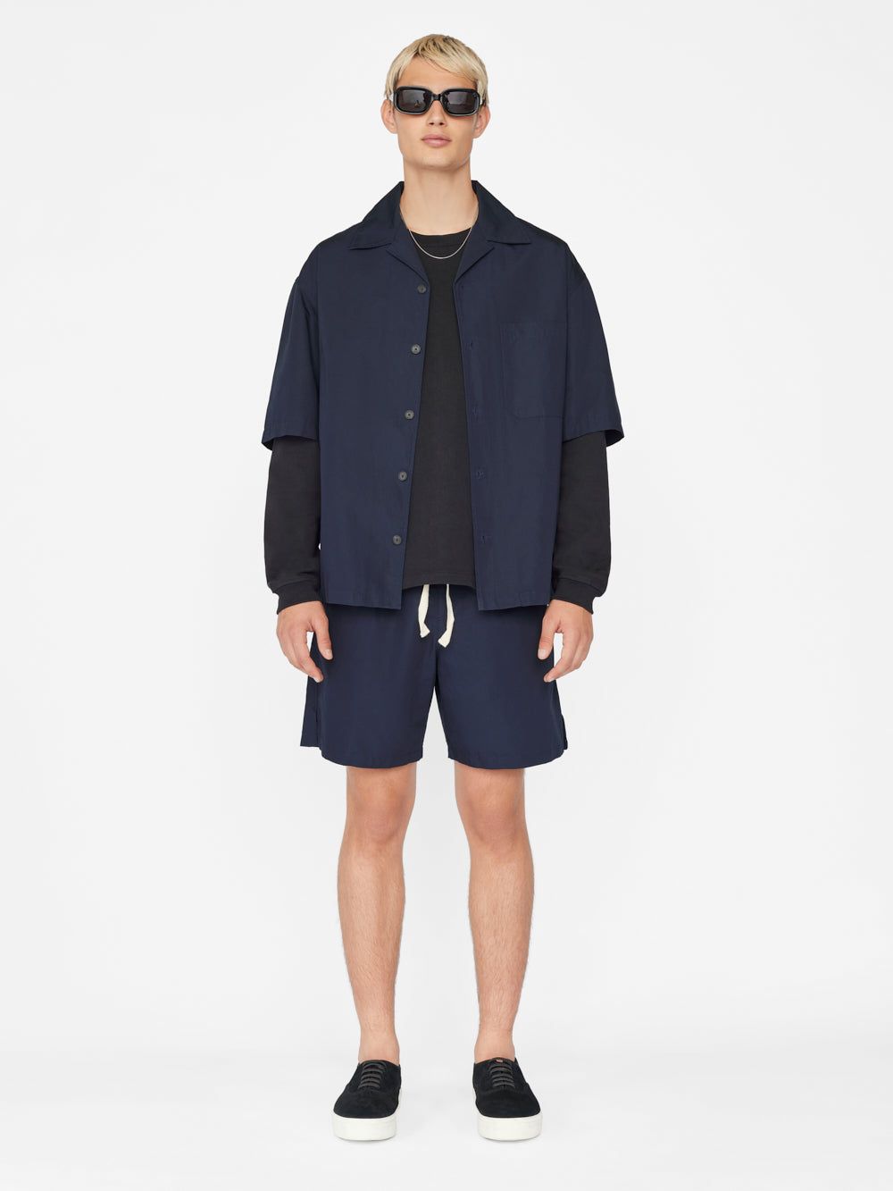 Linen Short -- Navy sold by Frame Denim