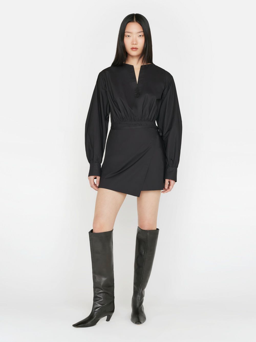 Wrap Mini Dress -- Noir sold by Frame Denim product image thumbnail 9