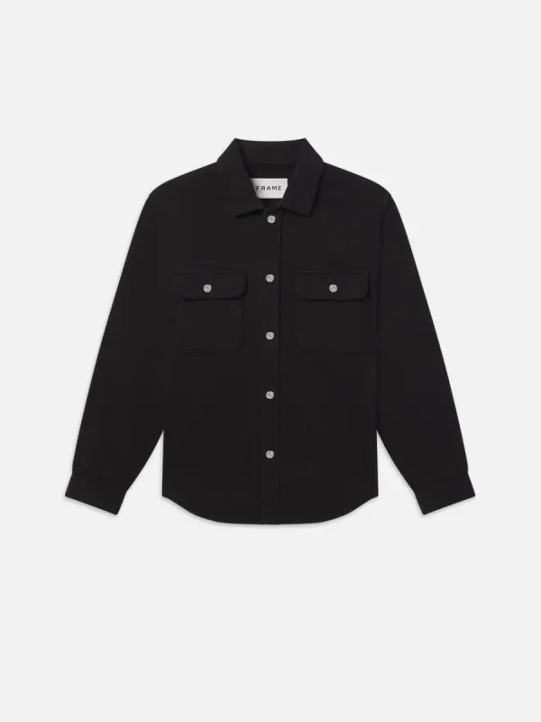 Textured Terry Overshirt -- Black sold by Frame Denim