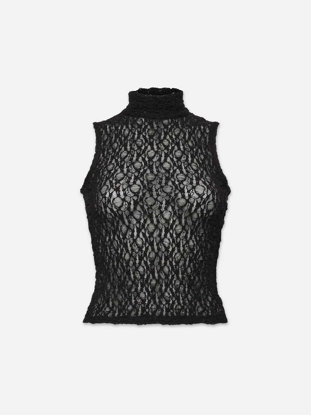 Sleeveless Mesh Mockneck Top -- Black sold by Frame Denim