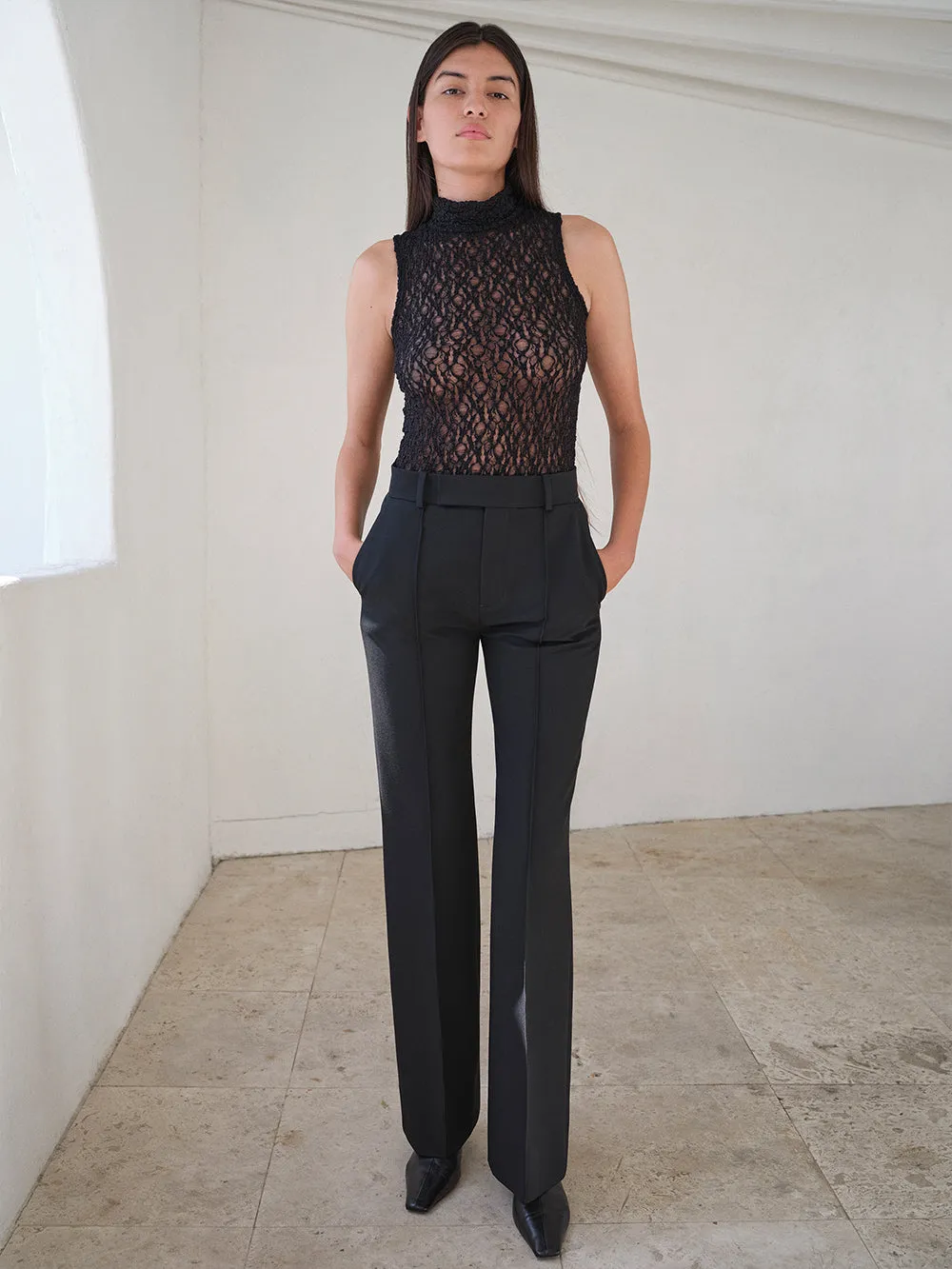 Sleeveless Mesh Mockneck Top -- Black sold by Frame Denim product image thumbnail 2