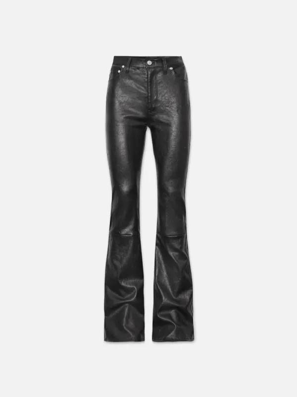 The Slim Stacked Leather Pant -- Black sold by Frame Denim