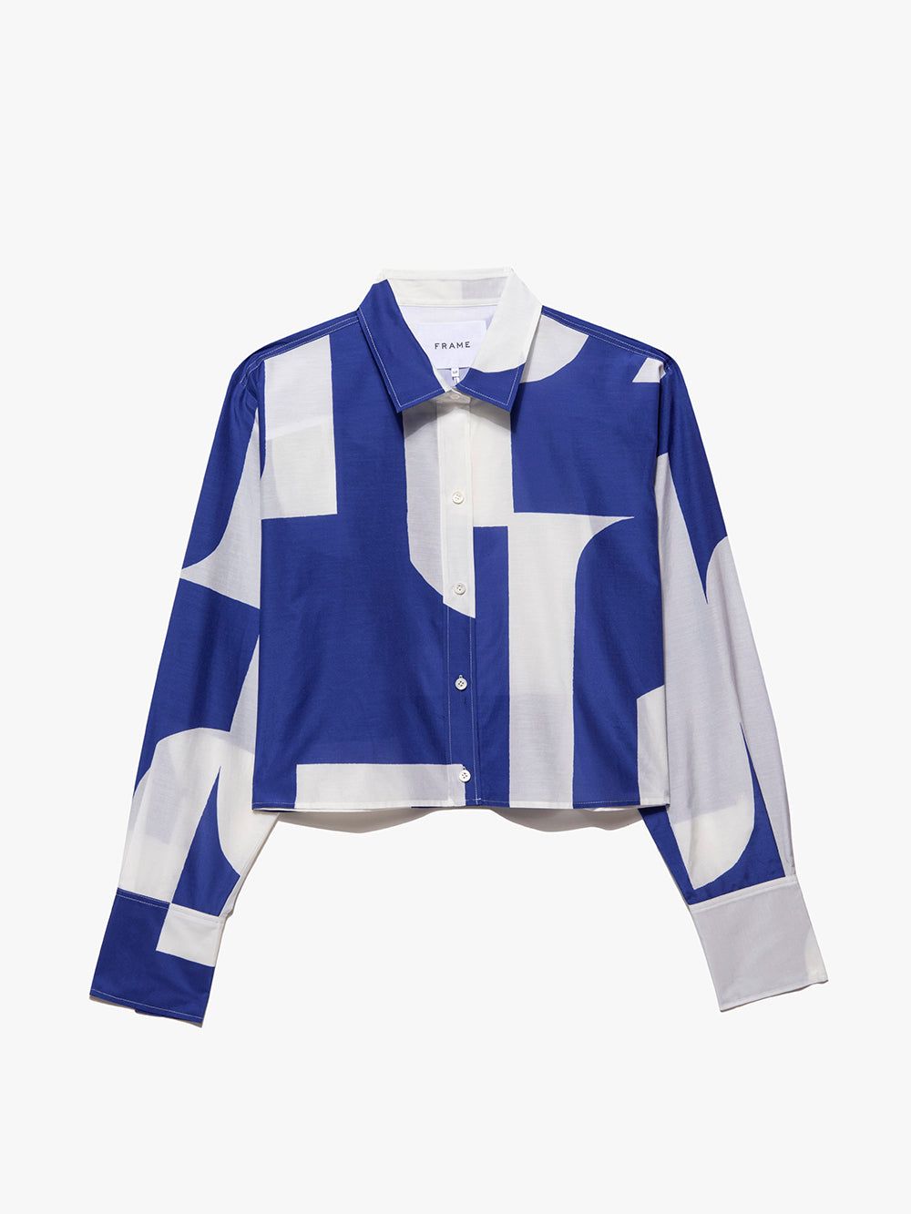 The Cropped Oversized Shirt -- Ultramarine Multi sold by Frame Denim product image thumbnail 8