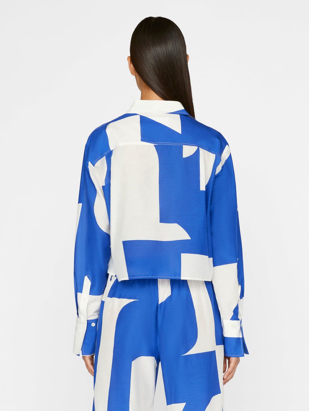 The Cropped Oversized Shirt -- Ultramarine Multi sold by Frame Denim product image thumbnail 7