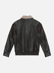 Shearling Collar Leather Jacket -- Black sold by Frame Denim