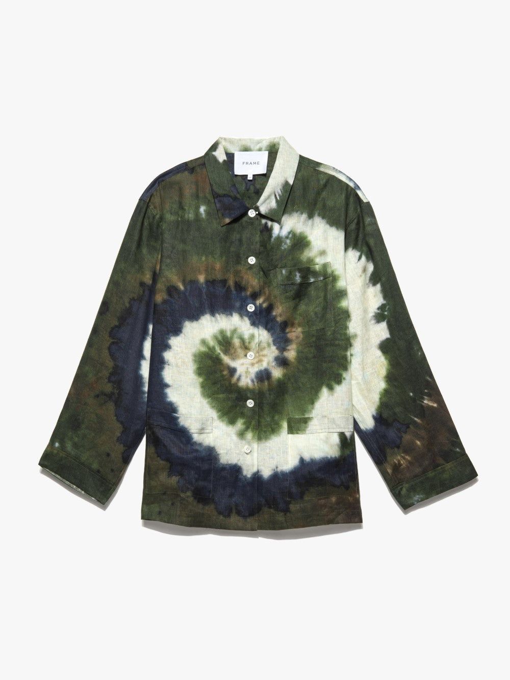 Oversized Tie Dye Shirt -- Fatigue Multi sold by Frame Denim