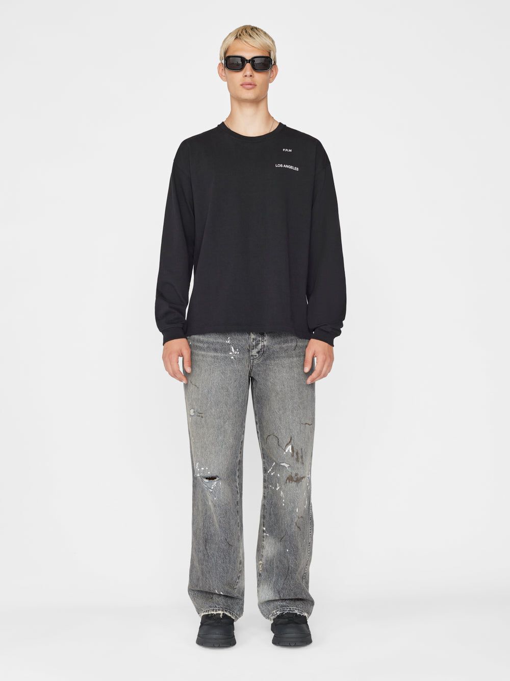 Frame Long Sleeve Graphic Tee -- Noir sold by Frame Denim product image thumbnail 2