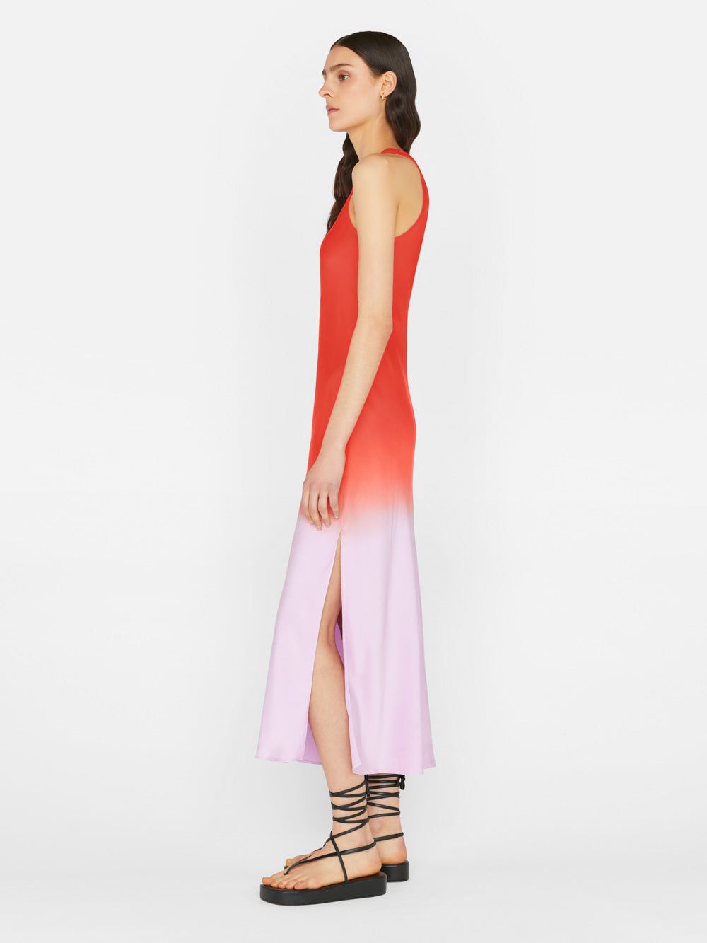 Bias Dip Dye Midi Dress -- Red Orange Multi sold by Frame Denim product image thumbnail 5