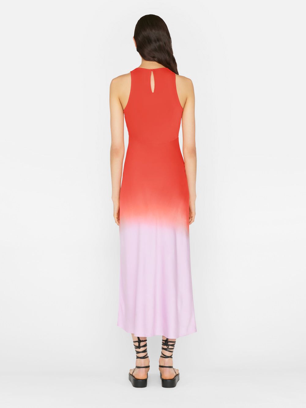 Bias Dip Dye Midi Dress -- Red Orange Multi sold by Frame Denim product image thumbnail 6