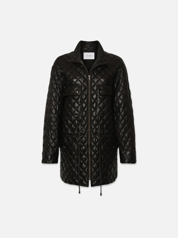 Leather Quilted Parka -- Black sold by Frame Denim