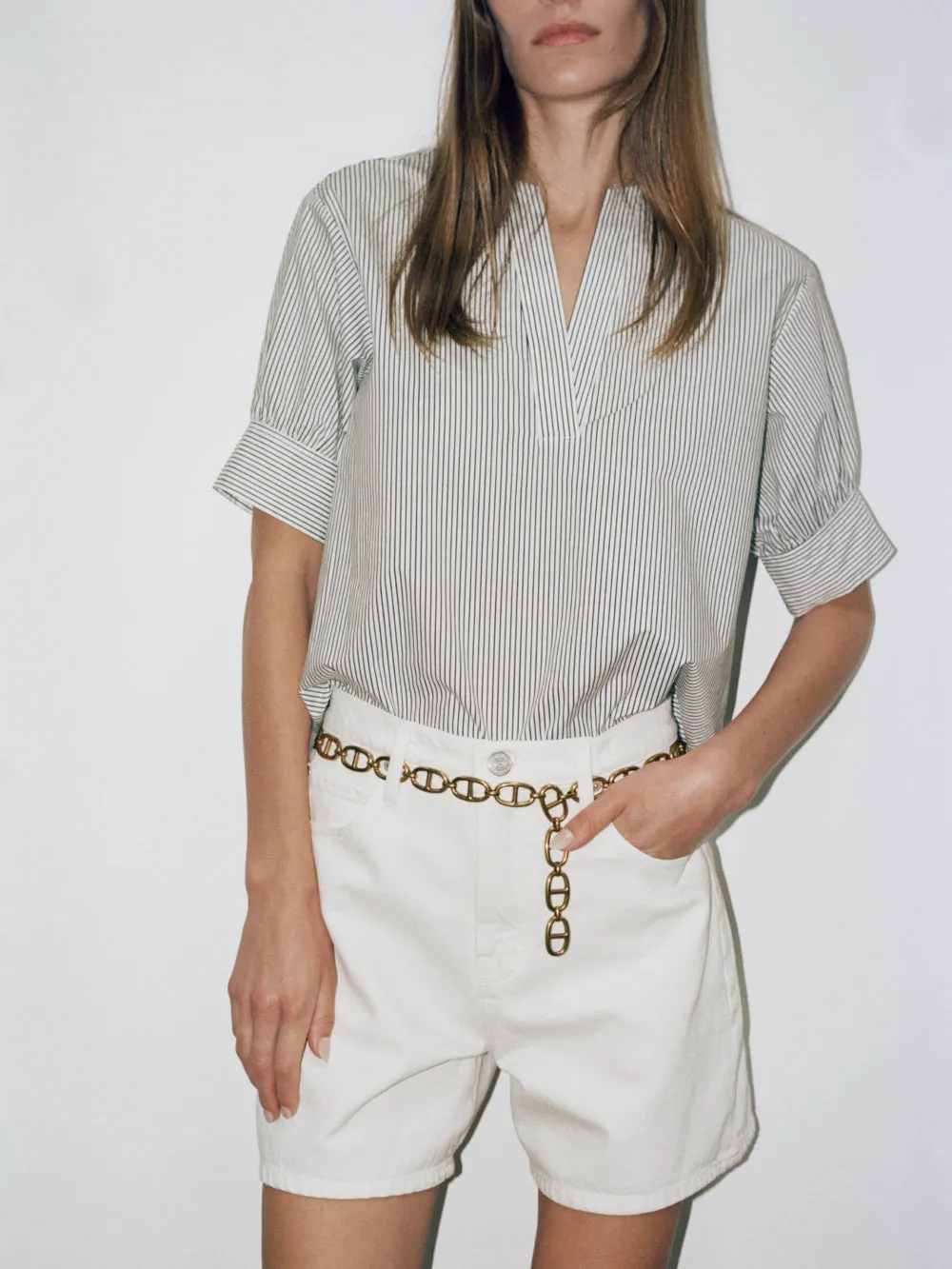 V-Neck Popover Top -- Navy Multi sold by Frame Denim product image thumbnail 2