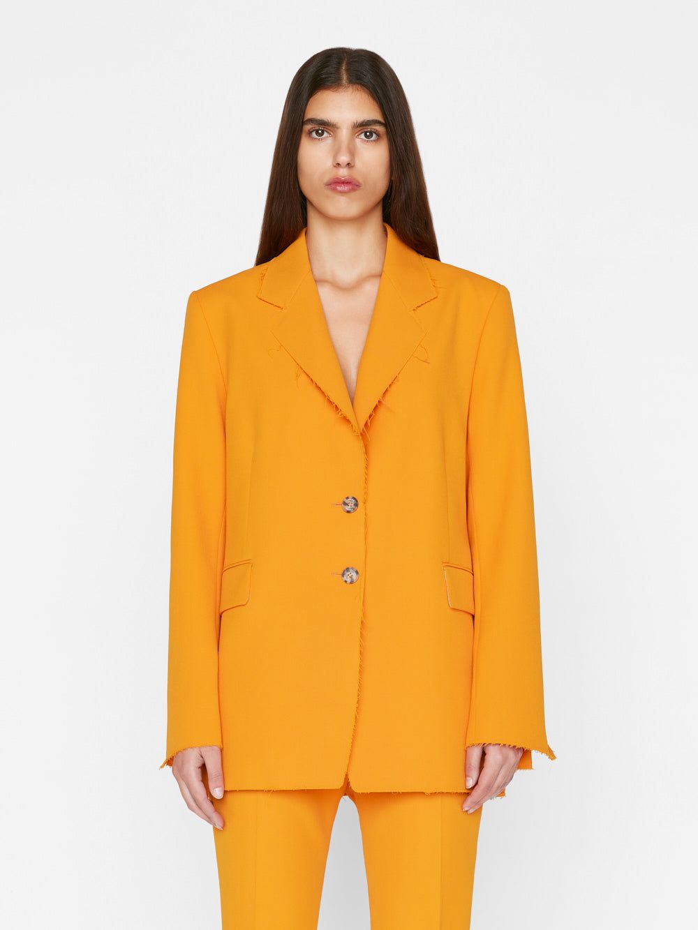 Oversized Raw Edge Blazer -- Nectarine sold by Frame Denim