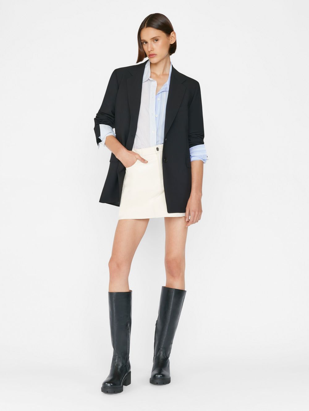 Recycled Leather Le High 'N' Tight Skirt -- Bone sold by Frame Denim product image thumbnail 2