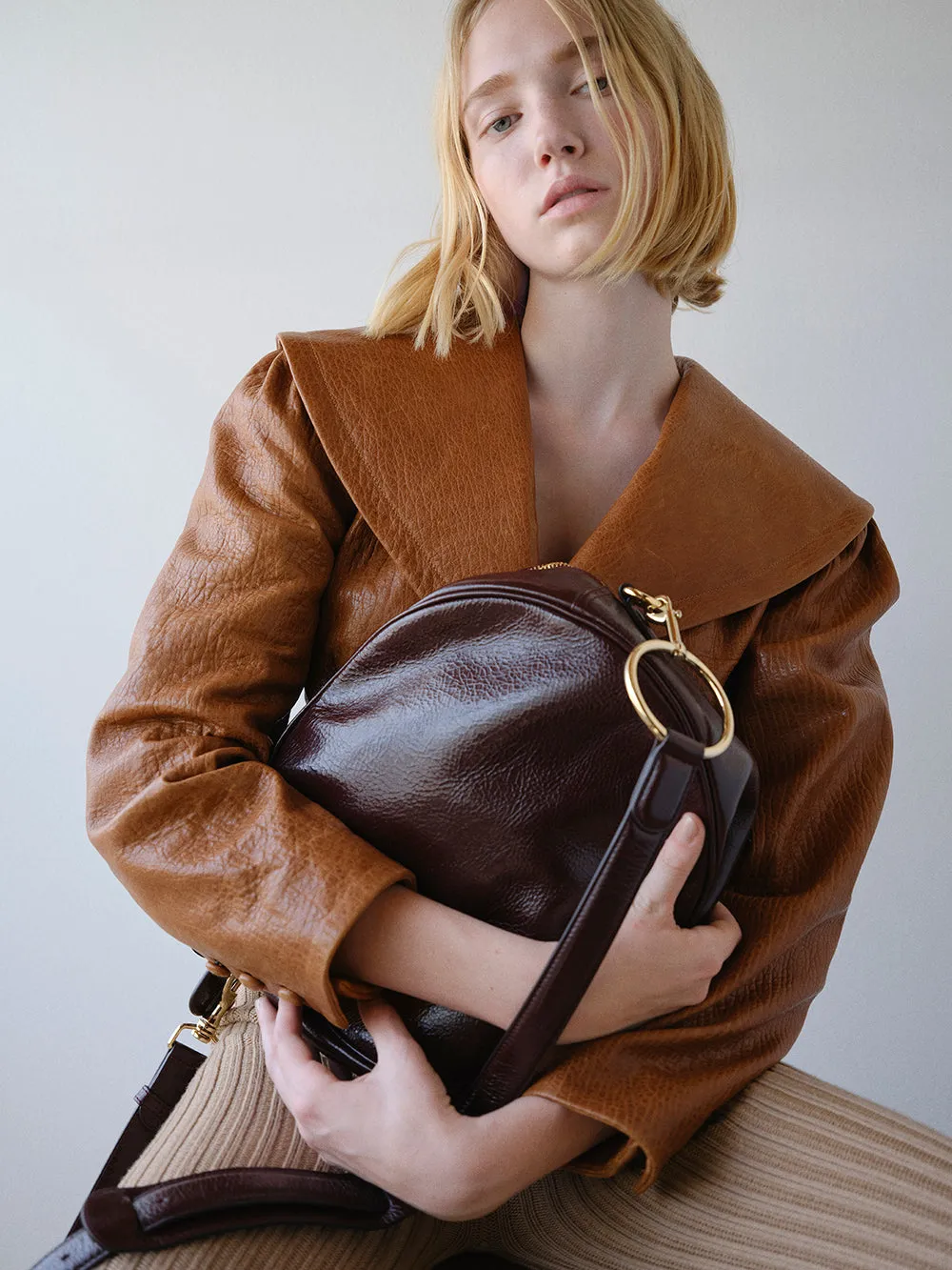 Cropped Belted Leather Jacket -- Camel sold by Frame Denim product image thumbnail 3