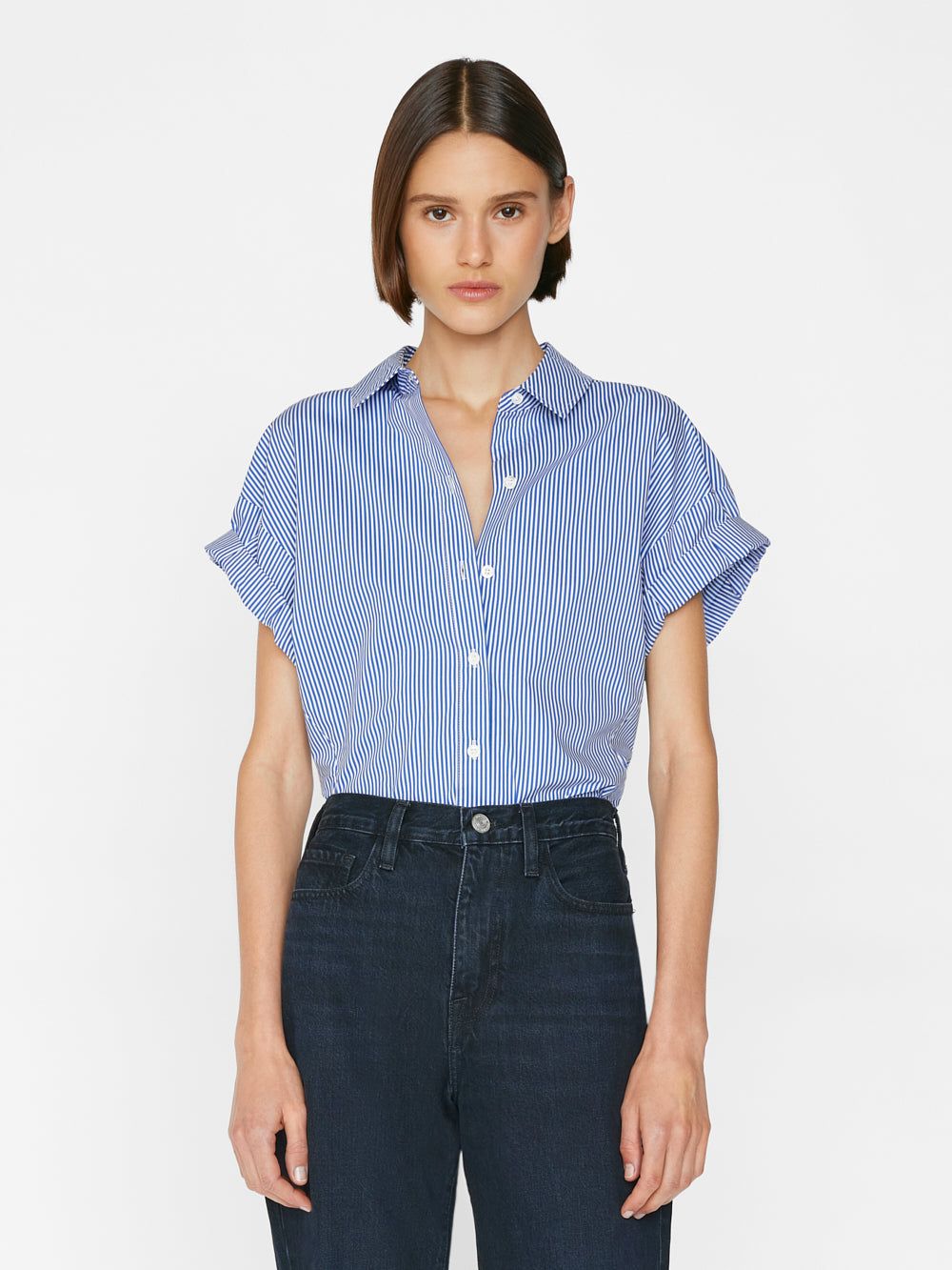 Rolled Sleeve Top -- Ultramarine Multi sold by Frame Denim