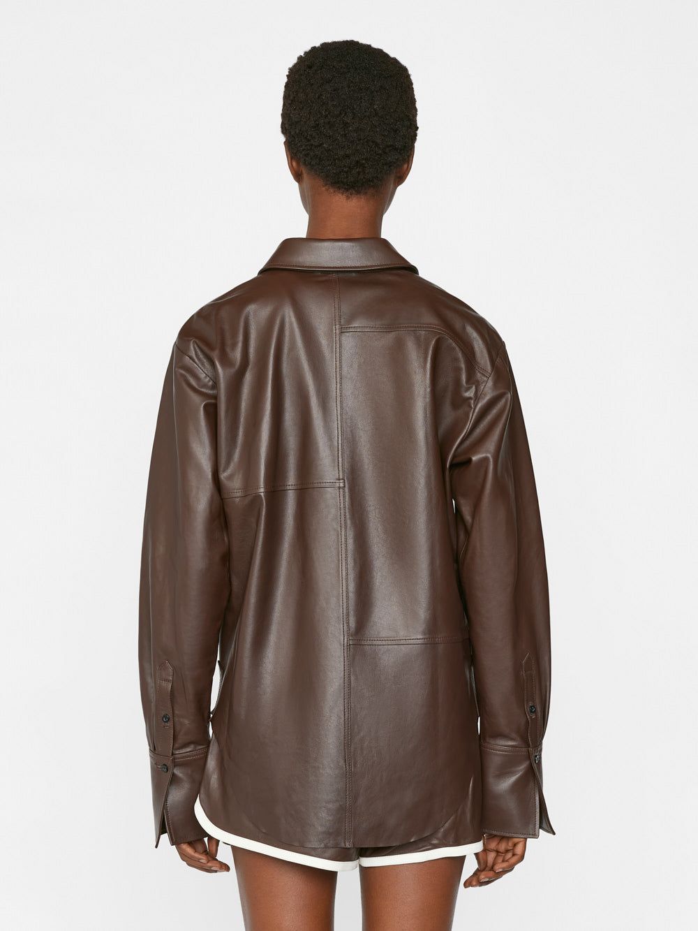 The Oversized Leather Shirt -- Brown sold by Frame Denim product image thumbnail 6