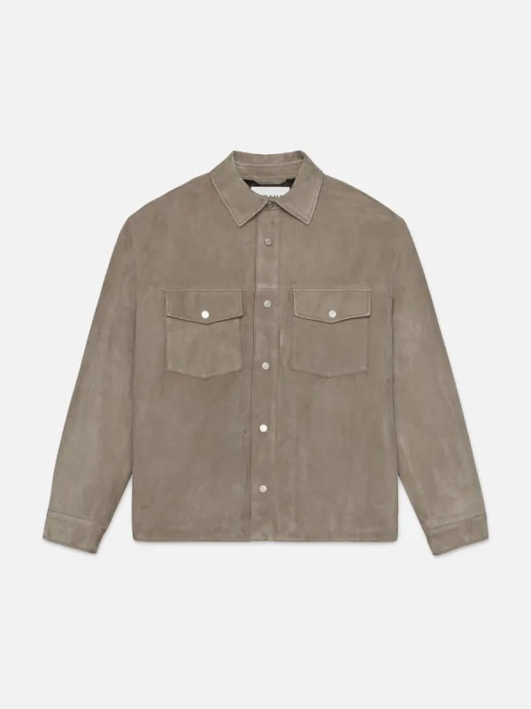 Long Sleeve Suede Padded Shirt -- Stone Beige made by Frame Denim