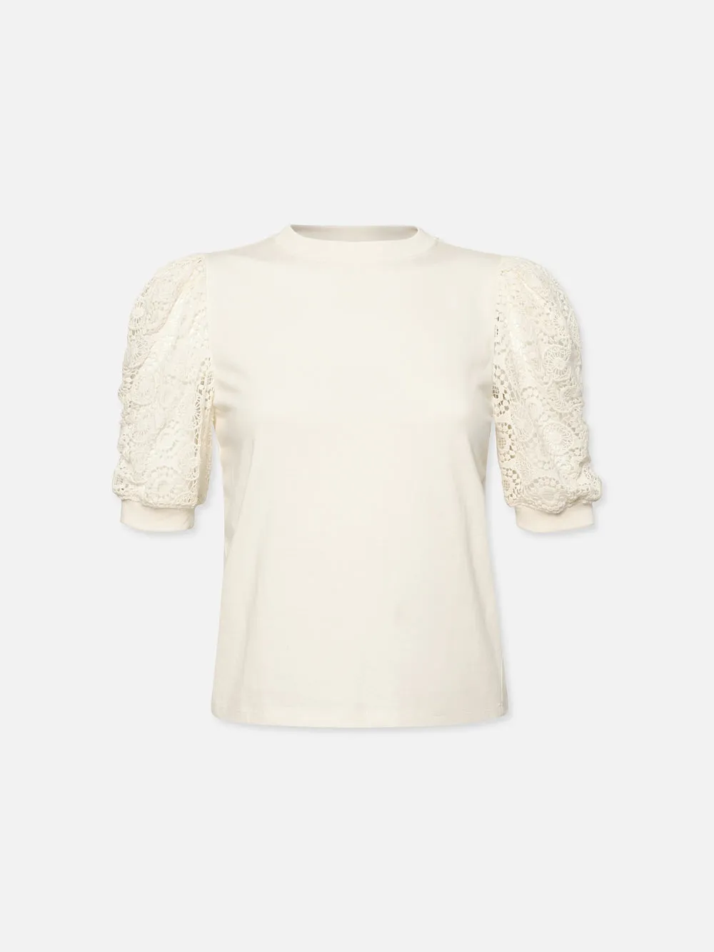 Lace Sleeve Frankie Tee -- Cream sold by Frame Denim