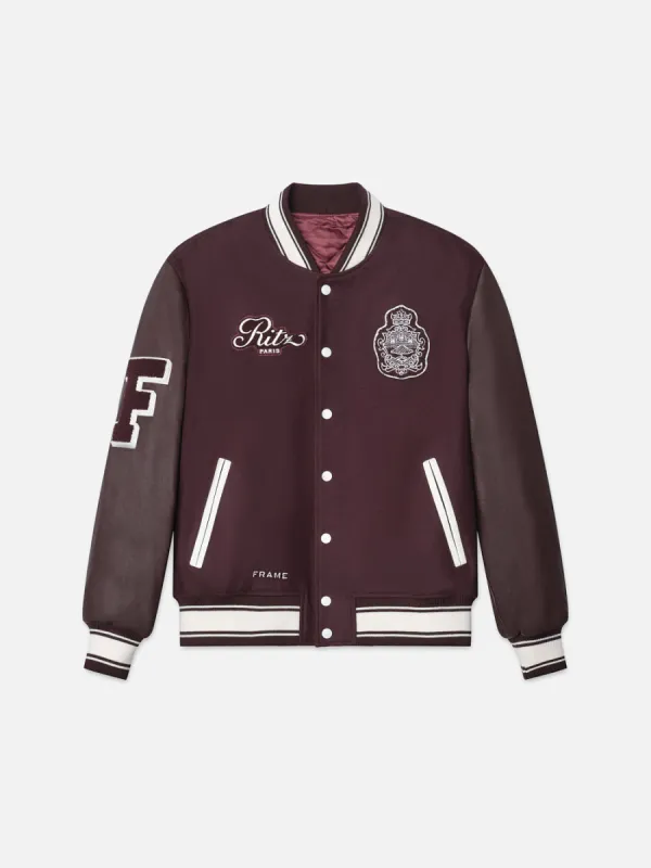 Ritz Unisex Varsity Jacket -- Bordeaux made by Frame Denim