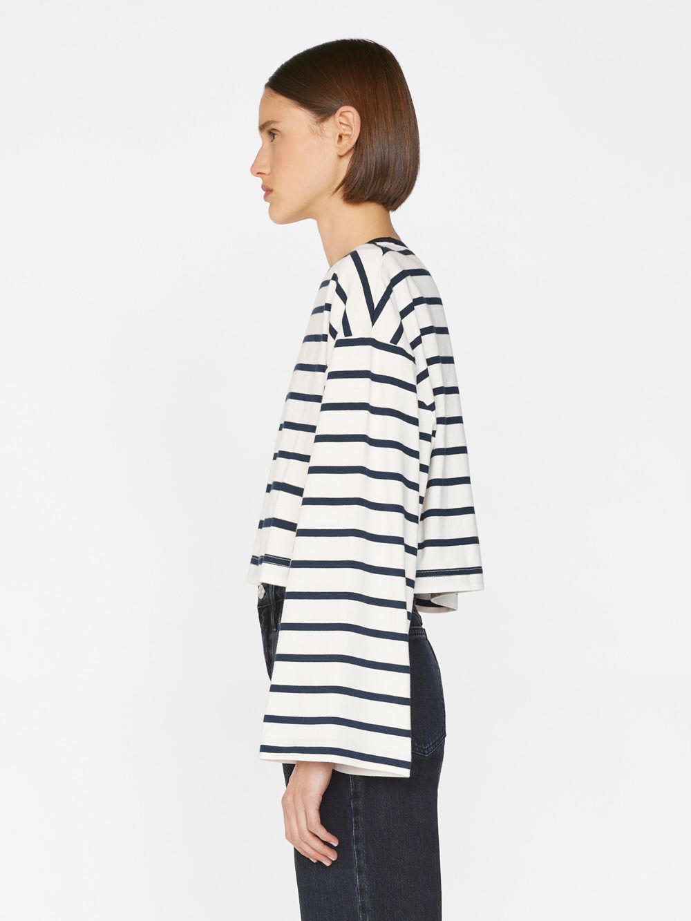 Crop Bell Sleeve Tee -- Navy Multi sold by Frame Denim product image thumbnail 4