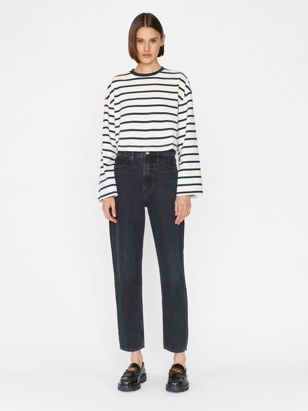 Crop Bell Sleeve Tee -- Navy Multi sold by Frame Denim product image thumbnail 2