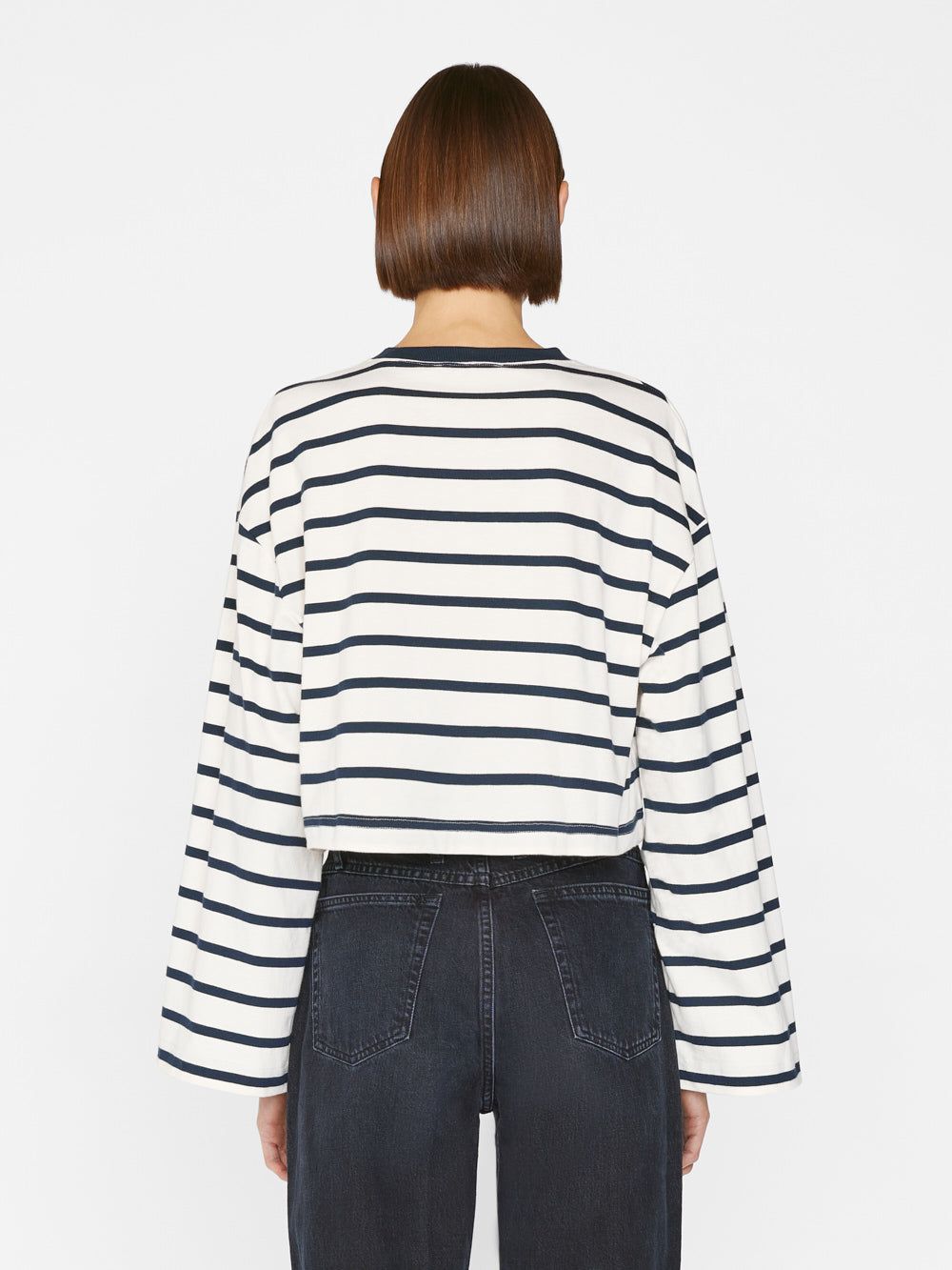 Crop Bell Sleeve Tee -- Navy Multi sold by Frame Denim product image thumbnail 5