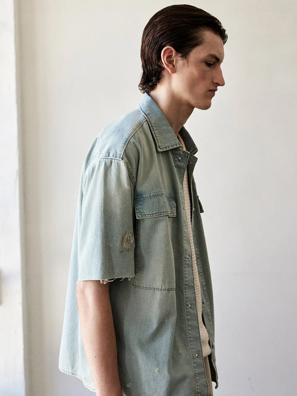 Short Sleeve Relaxed Denim Shirt -- Oahu sold by Frame Denim product image thumbnail 3