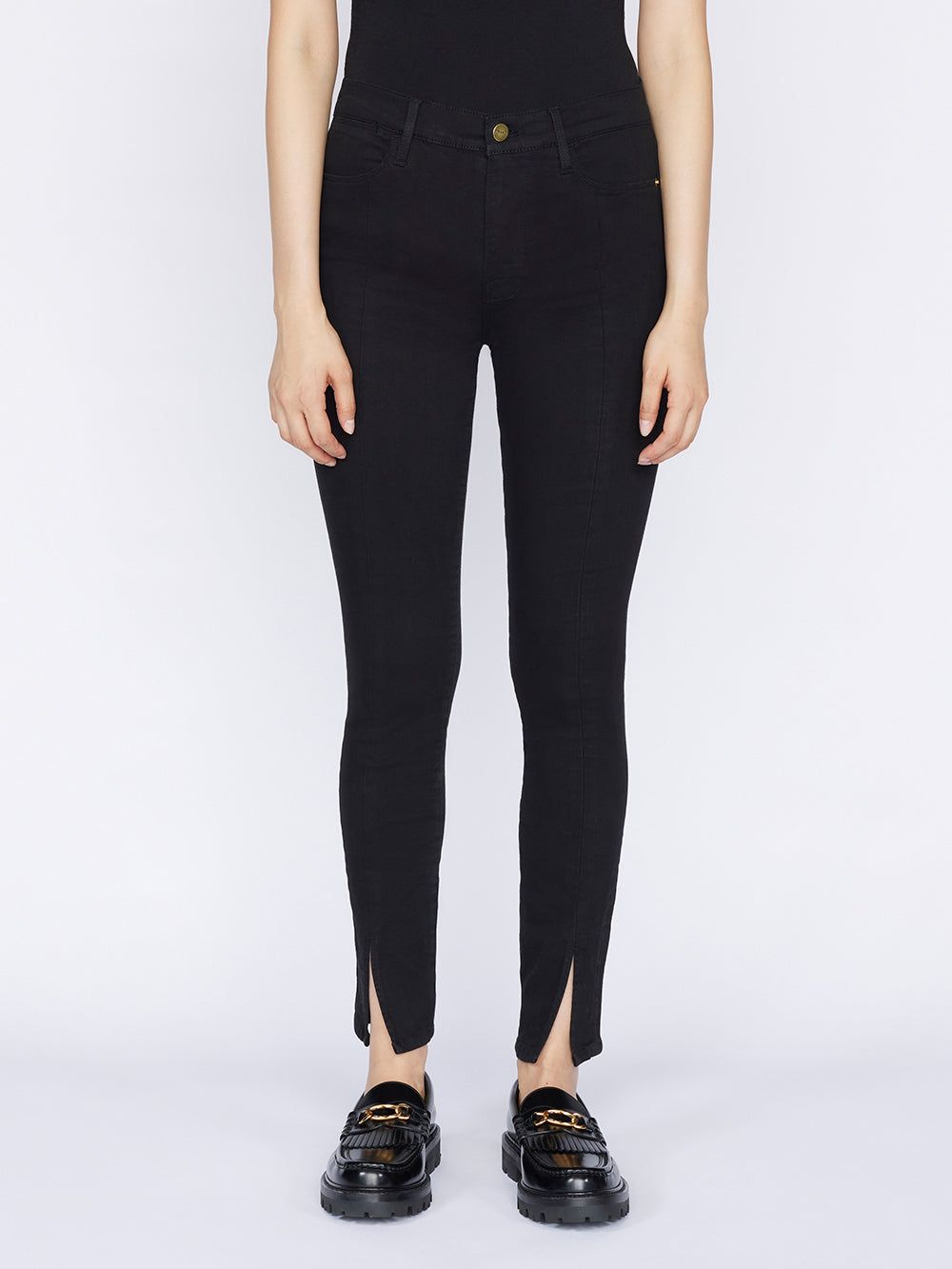 Le High Skinny Front Split -- Film Noir sold by Frame Denim