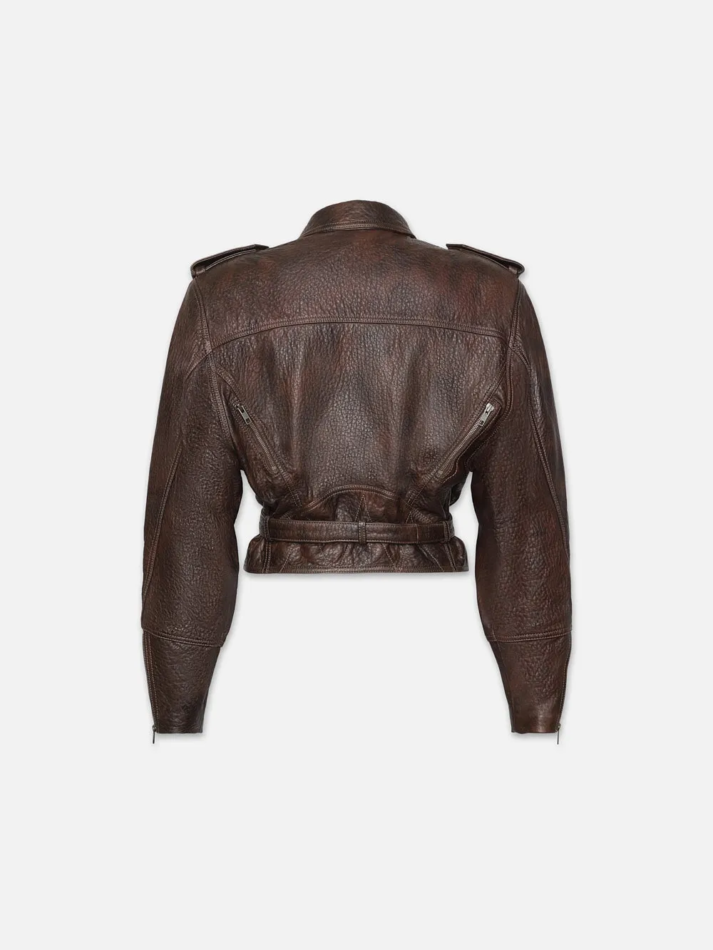 Strong Shoulder Leather Moto Jacket -- Chestnut sold by Frame Denim product image thumbnail 4