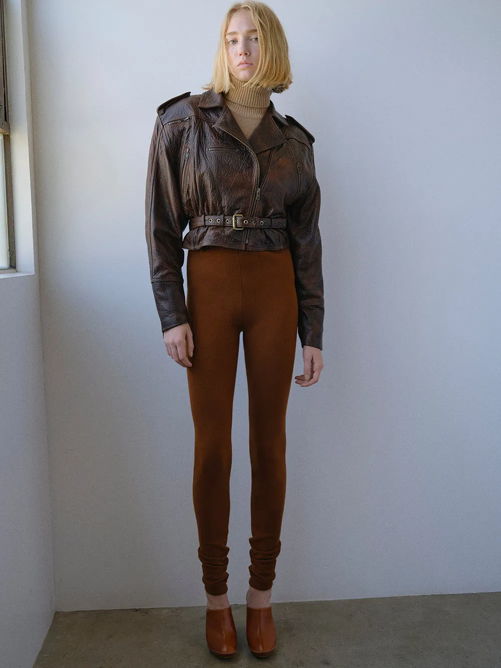 Strong Shoulder Leather Moto Jacket -- Chestnut sold by Frame Denim product image thumbnail 2