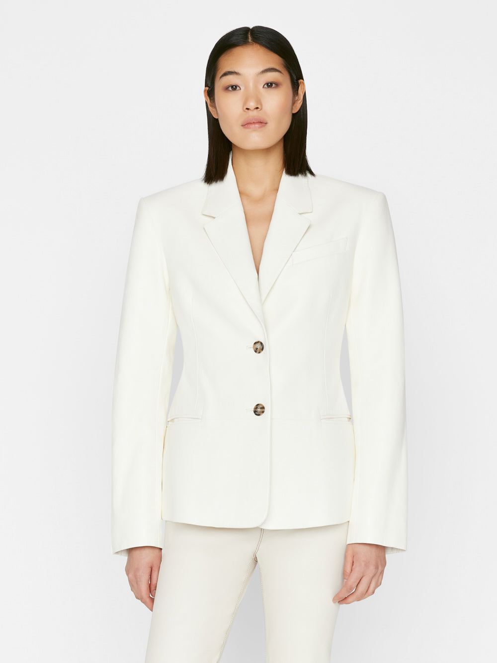 The Femme Leather Blazer -- Bone sold by Frame Denim