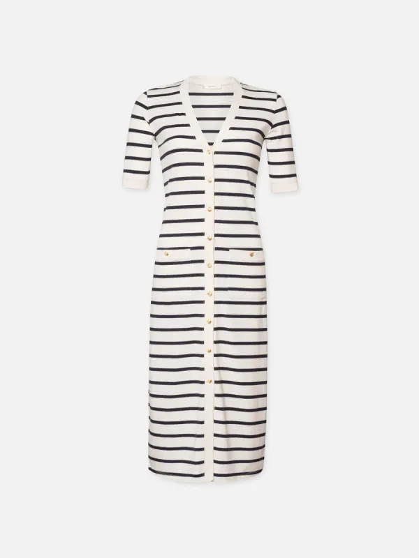 Henley Button Up Dress -- Navy Multi sold by Frame Denim