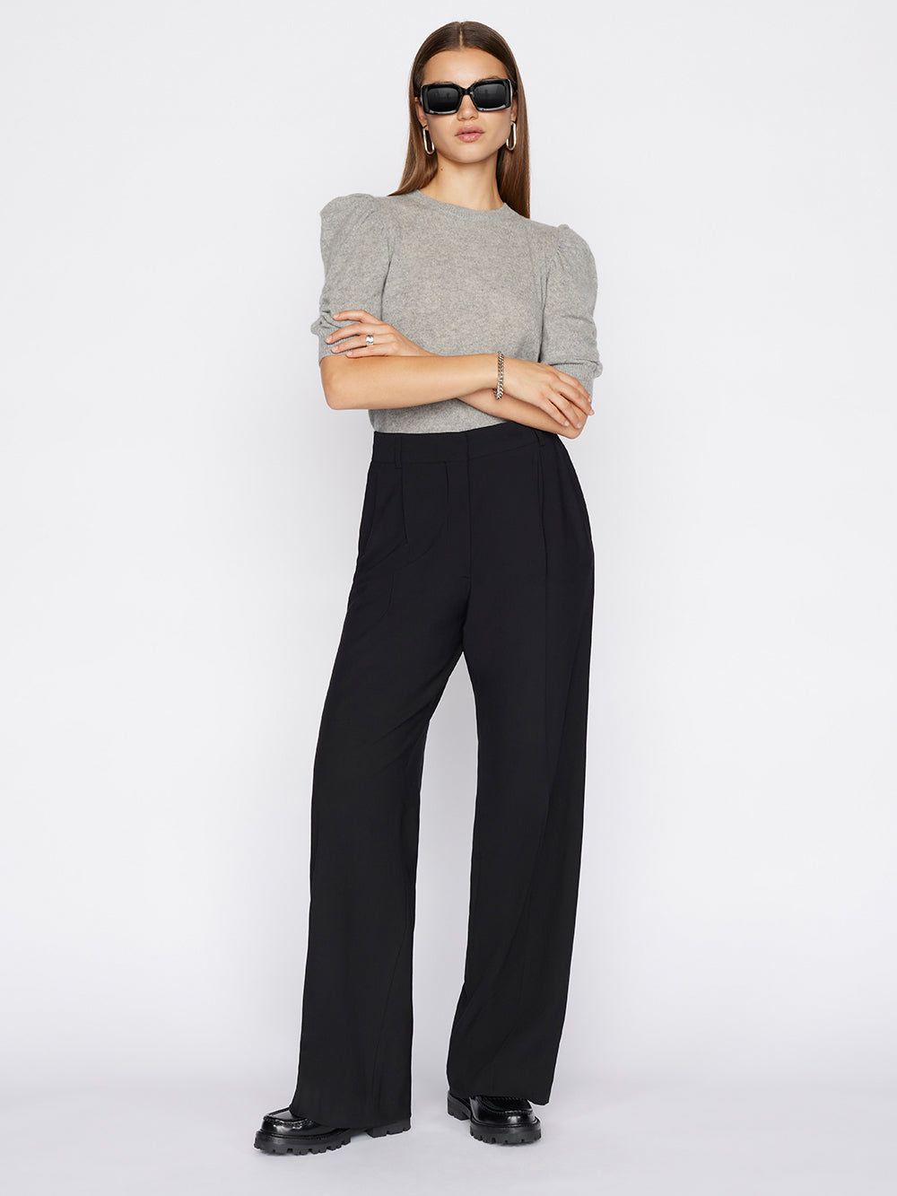 Frankie Cashmere Crew -- Gris Heather sold by Frame Denim product image thumbnail 5