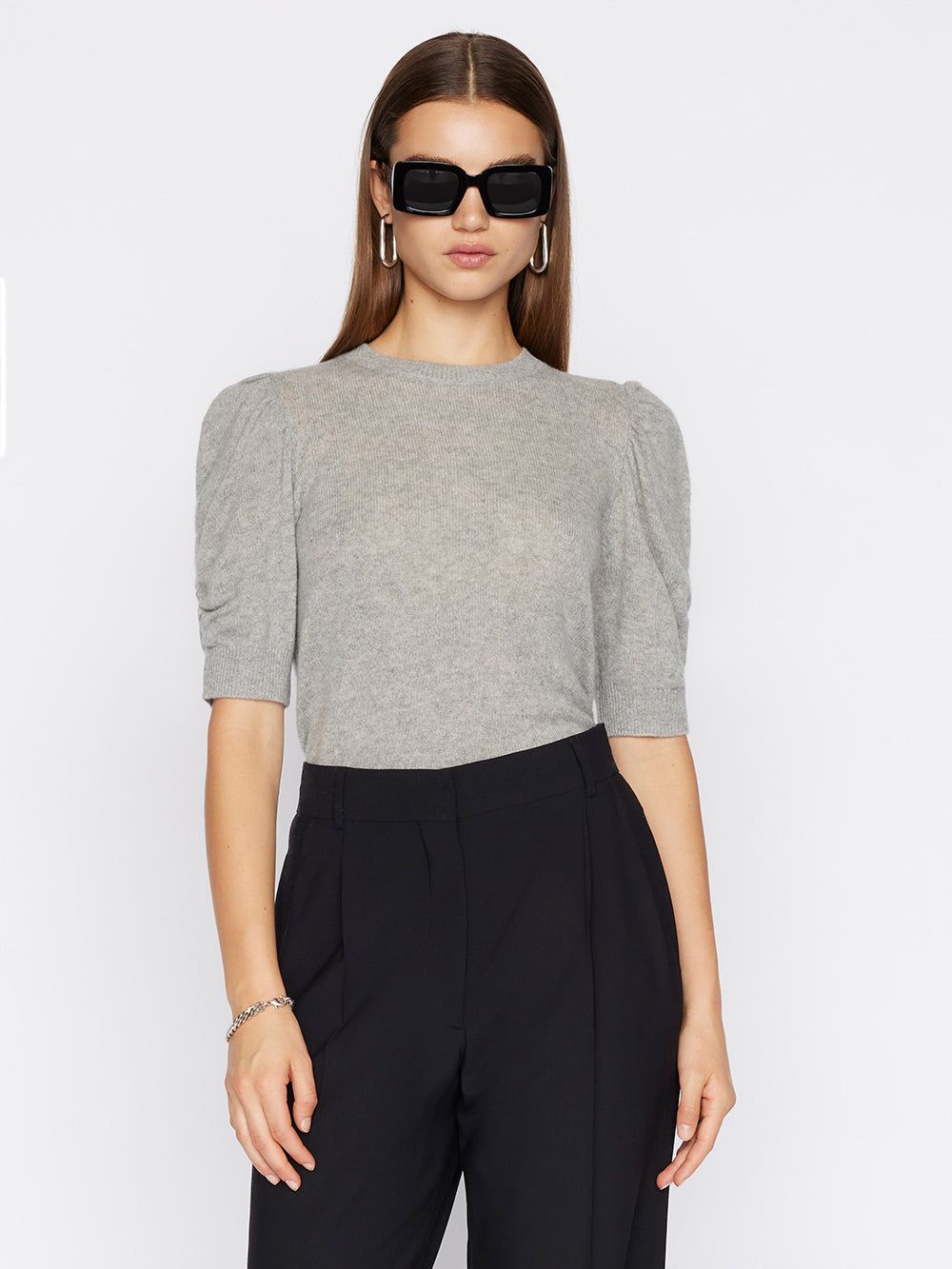 Frankie Cashmere Crew -- Gris Heather sold by Frame Denim