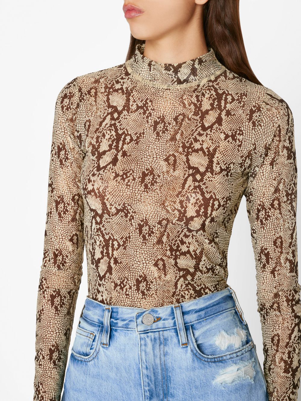 Mesh Mock Neck Long Sleeve -- Butter Multi sold by Frame Denim product image thumbnail 4